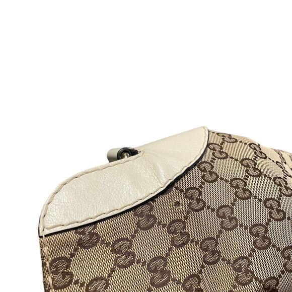 Gucci Charlotte Hobo Shoulder Bag Brown Canvas GG Monogram / Cream Leather AS IS - Picture 11 of 16